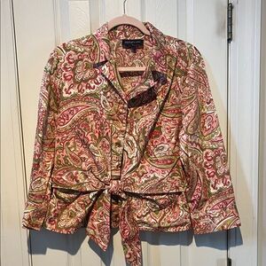 Jones New York Paisley Button-down Top in Pink and Green